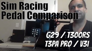 Sim Racing Pedal Comparison  Logitech G29  Thrustmaster T300RS and T3PA  Fanatec V3 Inverted [upl. by Idnem]