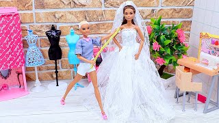 Barbie fashionista designs doll wedding dress   PLAY DOLLS crafty project [upl. by Guy806]