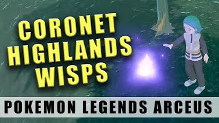 Coronet Highlands wisps Pokémon Legends Arceus  Map of wisp locations [upl. by Eixirt852]