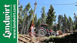 Traktor mit Seilkran und Prozessor  landwirtcom [upl. by Nayd217]