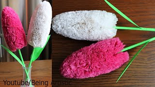 Tissue Paper Flower Stick  DIY  Paper Craft  Handcraft [upl. by Ellezaj]