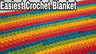 Easiest Crochet Blanket In The World  Easy Cochet Blanket For Beginners  Crochet Lessons [upl. by Akoyn241]