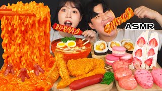 ASMR MUKBANG 편의점 직접 만든 불닭 떡볶이 양념치킨 김밥 디저트 먹방 amp 레시피 FRIED CHICKEN AND Tteokbokki EATING [upl. by Nyved]