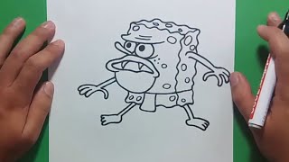 Como dibujar a Bob Esponja Cavernicola paso a paso  Bob esponja  How to draw Sponge bob Caveman [upl. by Chaffinch]