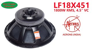 AERONS LF18X451 18 inch 1800w Subwoofer best for LF8 cabinet [upl. by Philip]