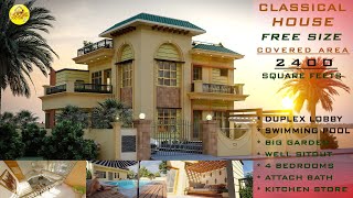 3D Home Design Classical House Design  2400 square feet  Swimming pool  Full Detail  HDZ Studio [upl. by Hanas685]