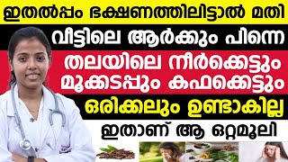 ഇതല്പം ഭക്ഷണത്തിലിട്ടാൽ മതി തലയിലെ നീർക്കെട്ടും മൂക്കടപ്പും കഫക്കെട്ടും ഒരിക്കലും ഉണ്ടാകില്ല [upl. by Sheelagh]