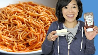 Mama Junes Sketti  KETCHUP  BUTTER spaghetti  Honey Boo Boo Recipe Taste Test [upl. by Alemat271]