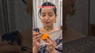 1 minute Festive Bun ❤️✨  Magic Pill hairhacks hairbun easybunhairstyle diwali2024 ootd grwm [upl. by Bock918]