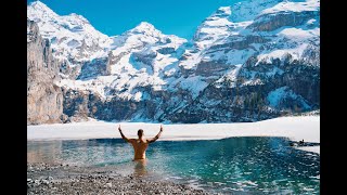 Ice bath in Magical OeschinenSee  Switzerland [upl. by Bonine]