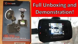 BlackWeb WalMart Dash Cam  Full Unboxing and Demonstration [upl. by Yelad]