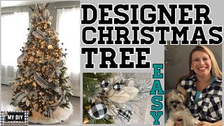 How to decorate a Designer Christmas Tree  Ribbon on Christmas Tree  EASY [upl. by Long]