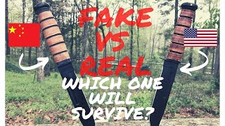 Fake vs Real KaBar Fighting Knives [upl. by Nocam]