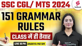 151 English Grammar Rules for SSC CGL amp MTS 2024  English Grammar for SSC Exams 202425 by Ananya [upl. by Sremlahc]