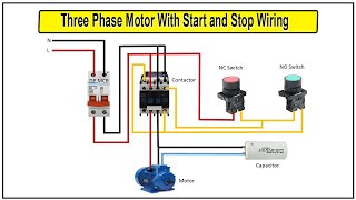 How to Make Three Phase Motor With Start and Stop Wiring Diagram  3 phase motor switch wiring [upl. by Orecul]