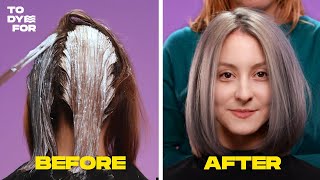 HOW TO DYE YOUR HAIR GREYSILVER  Brown to Silver Hair transition  TO DYE FOR [upl. by Ri]