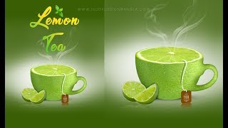 Advertising Poster Design Lemon Tea  Photoshop  Ju Joy Design Bangla [upl. by Nekciv]