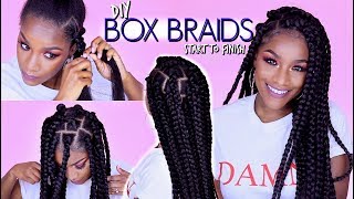 How to BOX BRAIDS  Rubber Band Method  Wont Pull Your Hair Out [upl. by Uria103]