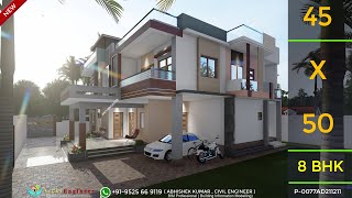 8 Bedroom House Design 3D  🔥🔥 8 BHK House Design  2250 Sqft  Terrace Garden  Bungalow Design [upl. by Herates]