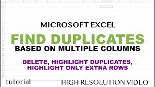 Excel  Find Duplicate Rows Based on Multiple Columns [upl. by Doraj425]