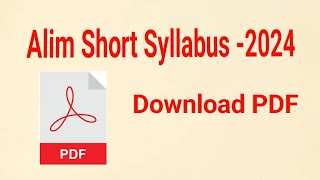 Alim 2024 Short Syllabus PDF Download Link  আলিম ২০২৪ সংক্ষিপ্ত সিলেবাস পিডিএফ ডাউনলোড লিংক [upl. by Elletsyrk242]