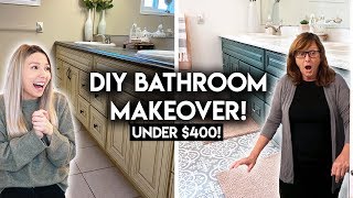 DIY BATHROOM MAKEOVER ON A BUDGET  RENTER FRIENDLY [upl. by Frederick696]