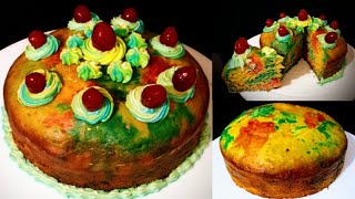 Oil amp Butter Free Rainbow Cake  Wheat flour Cake recipe No Maida butteroil condensed milkoven [upl. by Lynad91]