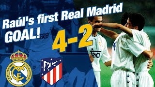 Raúls first Real Madrid goal  Real Madrid 42 Atlético de Madrid 199495 [upl. by Dorie992]