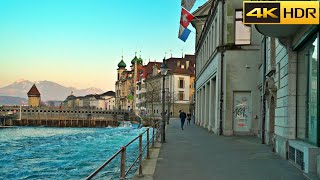 🏔Switzerland Walking Tour 🚞 Lucern Central and Old Town Walk 4K HDR [upl. by Talyah]