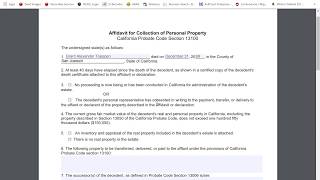 Avoiding Probate How to Fill Out a California Small Estate Affidavit [upl. by Martineau515]