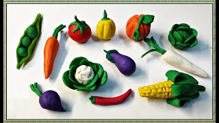 How to make realistic vegetables with Playdough  Modelling Clay  DIY Clay Vegetables Making ideas [upl. by Sirred]