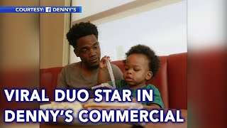 Fatherson duo in adorable viral video star in Dennys commercial [upl. by Shena]