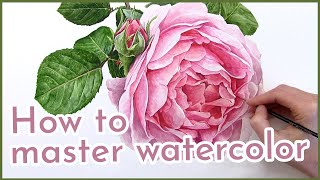 How to paint a watercolor rose  Realistic watercolor painting class with Anna Mason [upl. by Zaccaria]