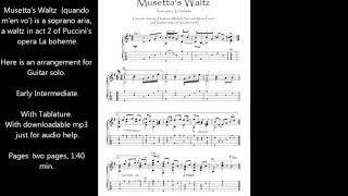 Musseta Waltz Guitar solo sheet music download [upl. by Inimak14]