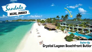 SwimUp Crystal Lagoon Beachfront Butler Suite 1R  P1  Sandals Negril Jamaica  Tour amp Review 4K [upl. by Lorrac754]