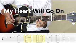 My Heart Will Go On  Simple arrangement Fingerstyle Guitar Tutorial TAB [upl. by Grishilde]