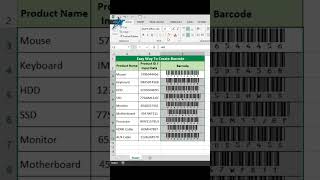 Quick and Easy Barcode Creation in Excel 😮 shorts [upl. by Olaznog]