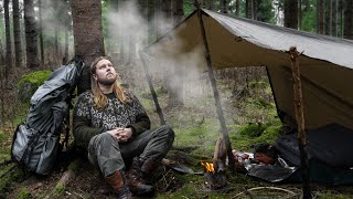 Wild Camping Alone  Overnight in the Dark Forest [upl. by Vtehsta]