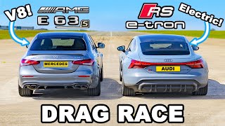 Audi RS etron GT v AMG E63 S DRAG RACE EV v V8 [upl. by Nylirek662]