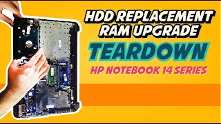 HP Notebook 14 series TeardownHDD REPLACEMENTRAM UPGRADEhp notebook 14aqoo1tuhow to disassemble [upl. by Aneelehs]