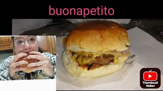 gustoso panino con cheddar fuso hamburger di scottona melanzane a funghetto 😋😋😋 mukbang [upl. by Eecal859]