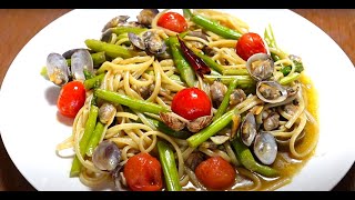 Linguine vongole of asparagus 🍝🍅🌿 ＃asparagusrecipe vongole linguine [upl. by Naleag]