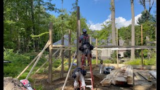 Pole Barn Construction And Instruction Setting Post and Framing [upl. by Emalee]