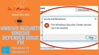 How to Fix Windows Security Service and Defender not Working in 2 Minutes [upl. by Aohk]