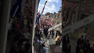 Koninklijke Harmonie Sainte Cécile speelt processiemars La Saint Hubert in de Kerkstraat te Eijsden [upl. by Ecnadnak]