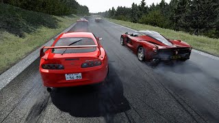 Fail Toyota Supra TRD 2JZ GTE MKIV Single Turbo vs Ferrari LaFerrari at Old SPA [upl. by Anahpos]