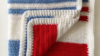 Beginner Double Crochet Blanket with Ribbing Border [upl. by Dnalor]