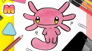 COMO DIBUJAR UN AJOLOTE KAWAII 💖 Dibujos faciles kawaii 💖 Aprende a dibujar animales con Jape [upl. by Callean]