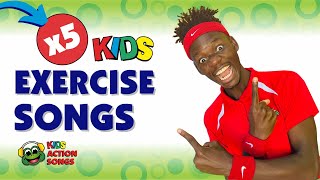 Kids Action Songs x5 Exercise songs for preschoolers [upl. by Sarilda]