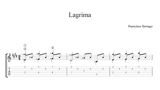 Guitar Sheet Music 라그리마 타레가 Lagrima Tárrega Classical Guitar Tab Free PDF [upl. by Tessler]